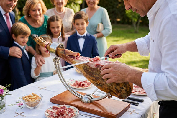 Corte de jamón en vivo para bautizos y comuniones